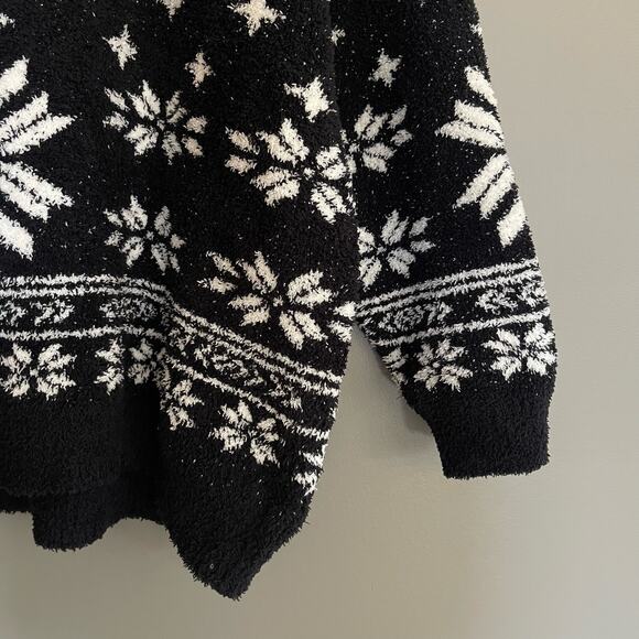 Barefoot Dreams CozyChic Seaside Crewneck Pullover Sweater Black Fair Isle Sz 3X - Picture 11 of 16
